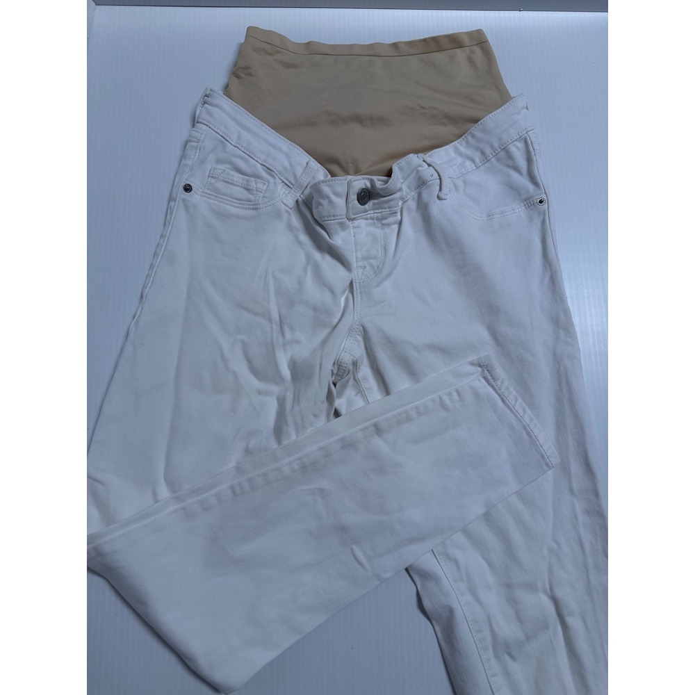 Old Navy Maternity Rockstar Super Skinny Full Panel White Jeans Size 4